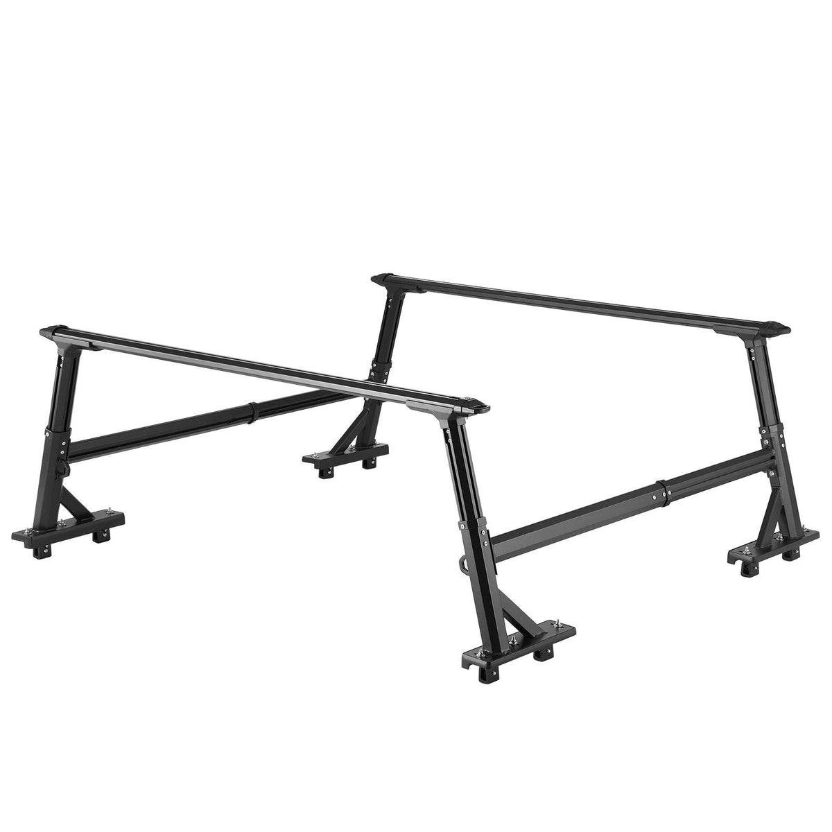 Truck Ladder Rack, 21-31.5 in Height, Adjustable Non-Drilling Aluminum Cargo Rack with Sidebar, 800 lbs Static Capacity, Ideal for Canoes, Surfboards, Ladders, Lumber, Tents, and Large cargo