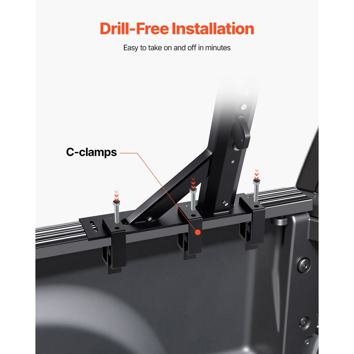 Truck Ladder Rack, 21-31.5 in Height, Adjustable Non-Drilling Aluminum Cargo Rack with Sidebar, 800 lbs Static Capacity, Ideal for Canoes, Surfboards, Ladders, Lumber, Tents, and Large cargo