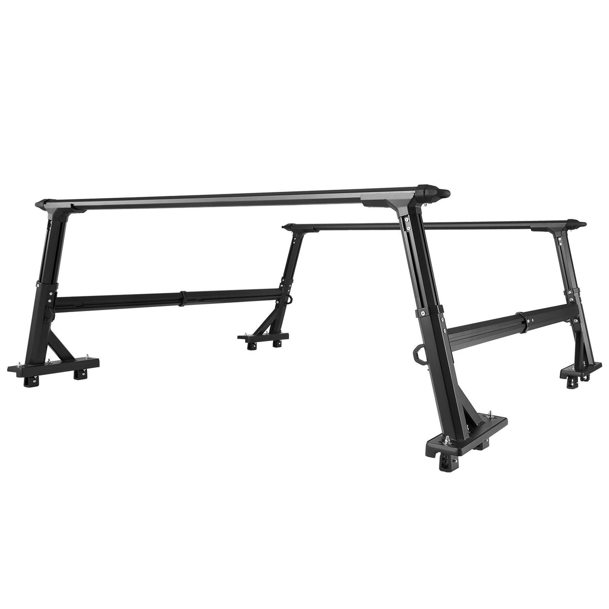 Truck Ladder Rack, 21-31.5 in Height, Adjustable Non-Drilling Aluminum Cargo Rack with Sidebar, 800 lbs Static Capacity, Ideal for Canoes, Surfboards, Ladders, Lumber, Tents, and Large cargo
