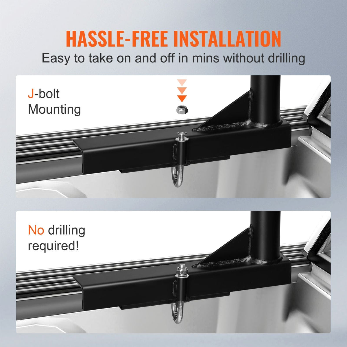 Truck Rack, 46-71inch Extendable Truck Ladder Rack, 800 lbs Capacity Steel Ladder Rack for Truck with Non-Drilling J-bolts, Heavy Duty Truck Bed Rack for Kayak, Surfboard, Lumber, Ladder