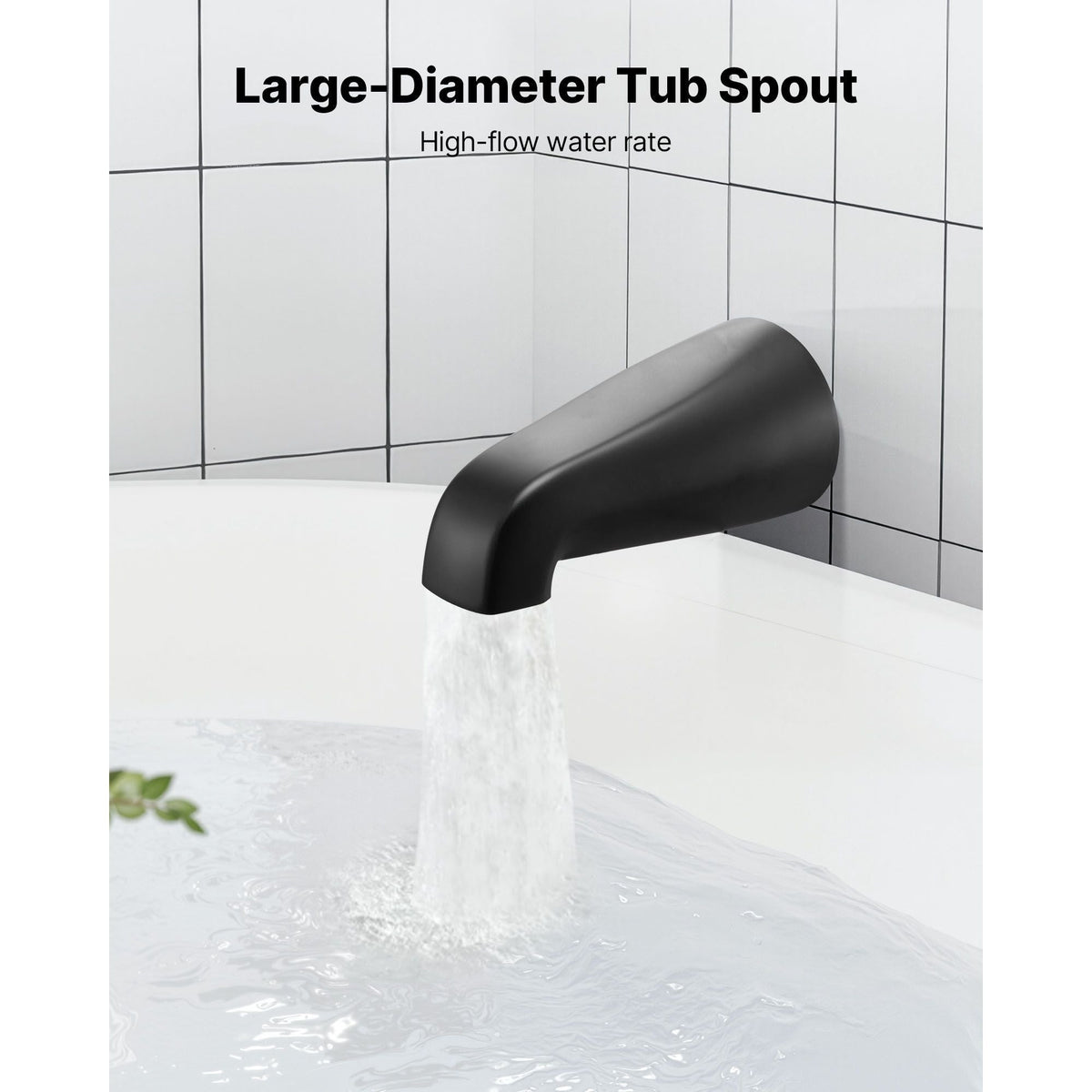 Tub and Shower Faucet Set, Complete with 6-Inch Rainfall Shower Head and Bathtub Spout, Single-Spray Single-Handle Tub Trim Kit with 304 Stainless Steel Valve Trim for Bathrooms, Matte Black