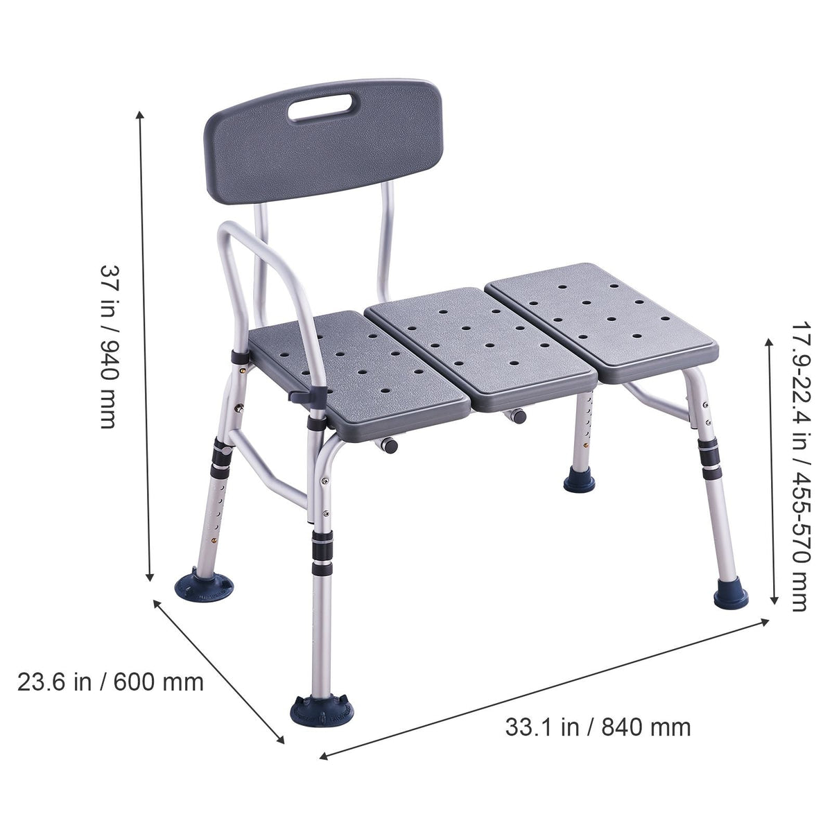 Tub Transfer Bench for Bathtub, Adjustable Shower Seats for Adults, Lightweight Shower Bench for Elderly and Disabled, Non-Slip Bath Seats with Armrest and Reversible Backrest, 400lbs Capacity
