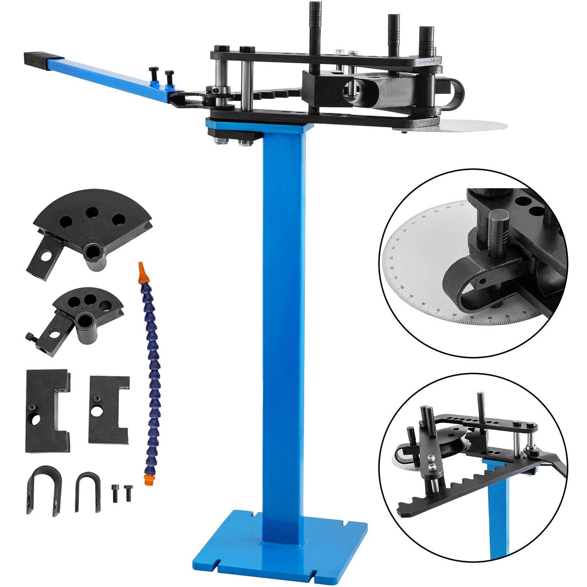 Tube Bender Max Bending Degree 240°, 1"-1.75" Bending Capacity Heavy Duty Metal Pipe and Tube Notcher With 3 Dies, Metal Working Tools and Equipment Tube Pedestal Bender
