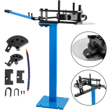 Tube Bender Max Bending Degree 240°, 1"-1.75" Bending Capacity Heavy Duty Metal Pipe and Tube Notcher With 3 Dies, Metal Working Tools and Equipment Tube Pedestal Bender
