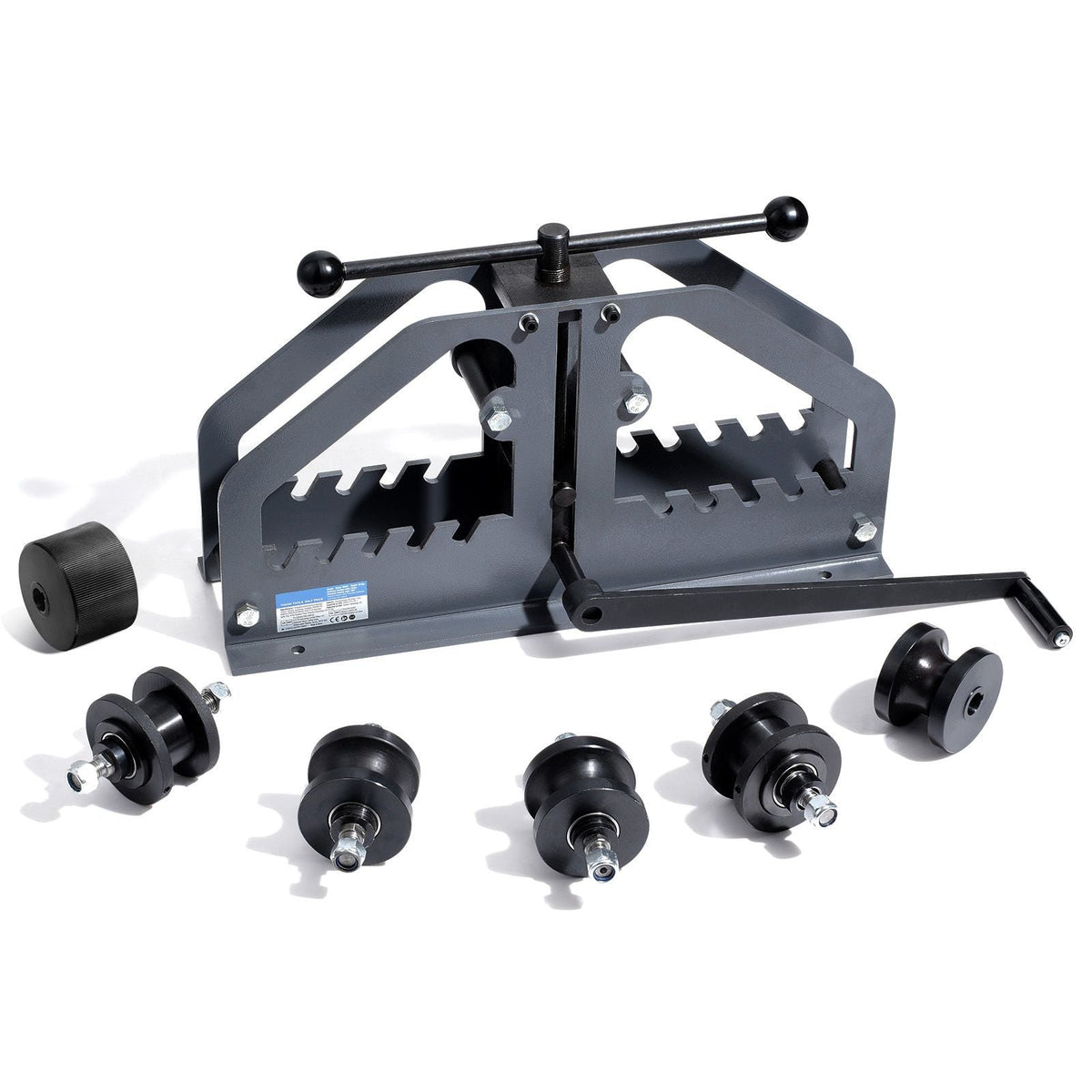 Tube Roller Bender, Max 1-1/2" Manual Tube Pipe Roller Bender with 6 Dies, 360° Copper Aluminum Pipe Bending Tool for Square, Round Tube & Flat Bar, Ideal for HVAC Air Conditioning Auto Repair