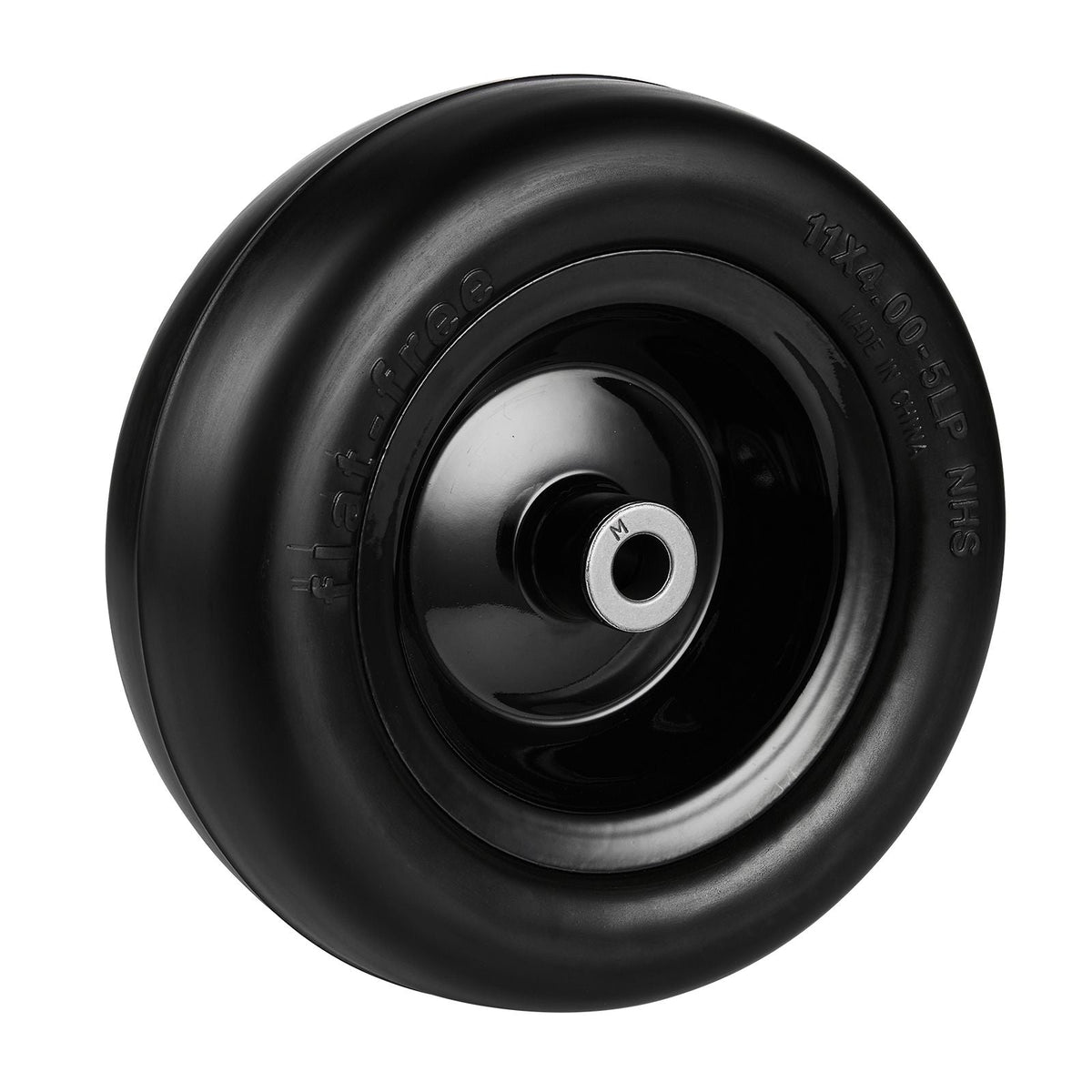 Tubeless Mower Wheels, 11x4-5" Size, Pair of Flat-Free PU Tires on Rims, 3.4" Hub, 3/4" Bushing, Includes 20 Adapters, Suitable for Riding Mowers and Lawn Tractors