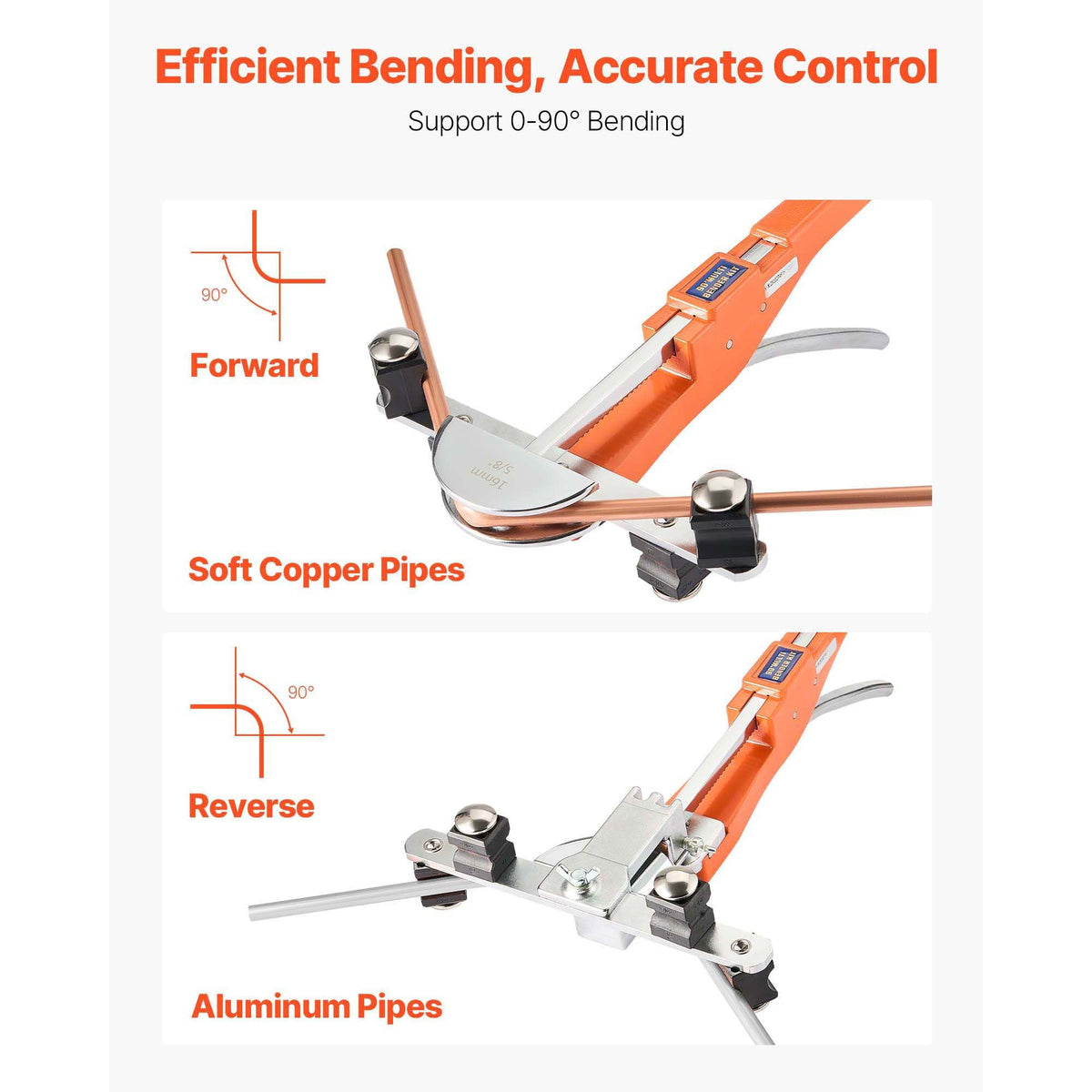 Tubing Bender Kit, 1/4 to 7/8 Inch, Compact Ratcheting Tube Pipe Bender, Forward/Reverse Hand Bending Tool, with 7 Aluminium Alloy Dies, for Copper HVAC Air Conditioning Refrigeration Repair