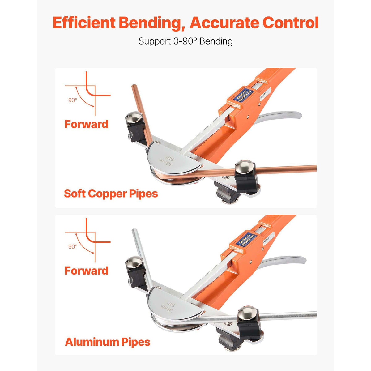 Tubing Bender Kit, 1/4 to 7/8 Inch, Compact Ratcheting Tube Pipe Bender, Ratchet Hand Bending Tool, with 7 Aluminium Alloy Dies, HVAC Tools, for Copper Aluminum HVAC Refrigeration Maintenance