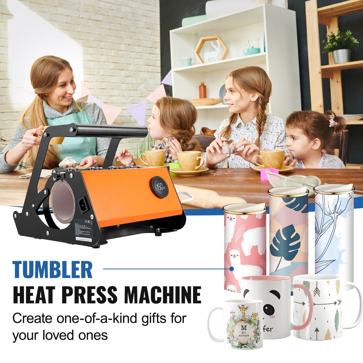 Tumbler Heat Press, 30oz Mug Heat Press Machine, Sublimation Transfer 11-15oz 16-25oz 30oz Straight Skinny Tumblers, with Heat-Resist Gloves and Tape, for DIY Ceramic Mugs Cups Glasses