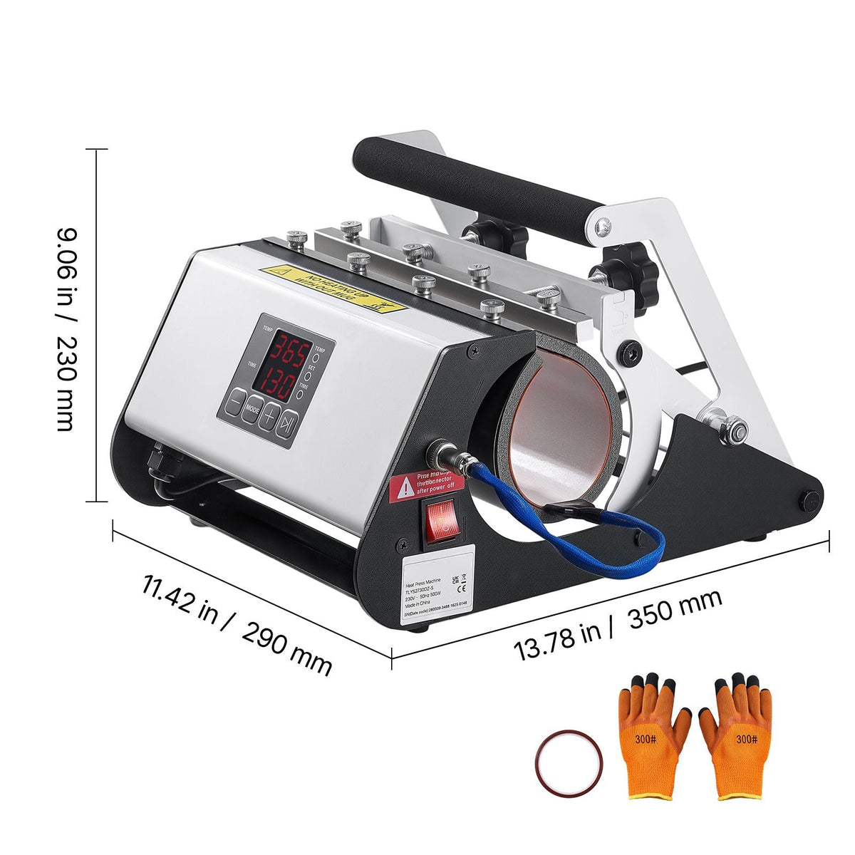 Tumbler Heat Press Machine, 30 oz and 40 oz Mug Press, Fast and Even Heating, with Tape, Gloves, Easy Temp and Time Setting, Heat Transfer for Sublimation Tumblers, Cups, Mugs, Black and White