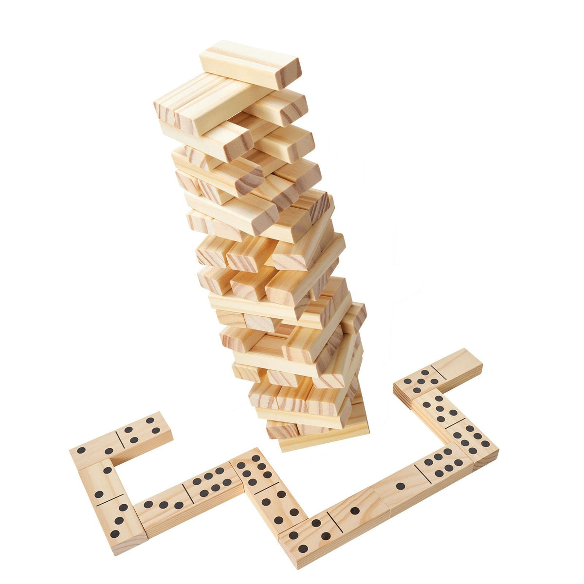 Tumbling Timber Toy, 54 Blocks Tumble Tower Blocks Game, Pine Wood Tumbling Tower Game with Storage Crate, Multiple Ways to Play Wooden Stacking Game, Tumble Tower Family Game for Indoor/Outdoor