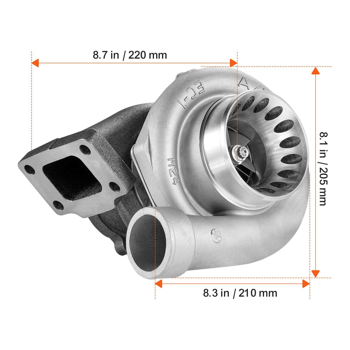 Turbo Turbocharger with Gasket Kit, Turbo Charger Replacement for Car Engines, Compatible with 2.5L-6.0L Engine Displacements, Heat Resistance Engine Turbocharger with K418 Alloy Impeller