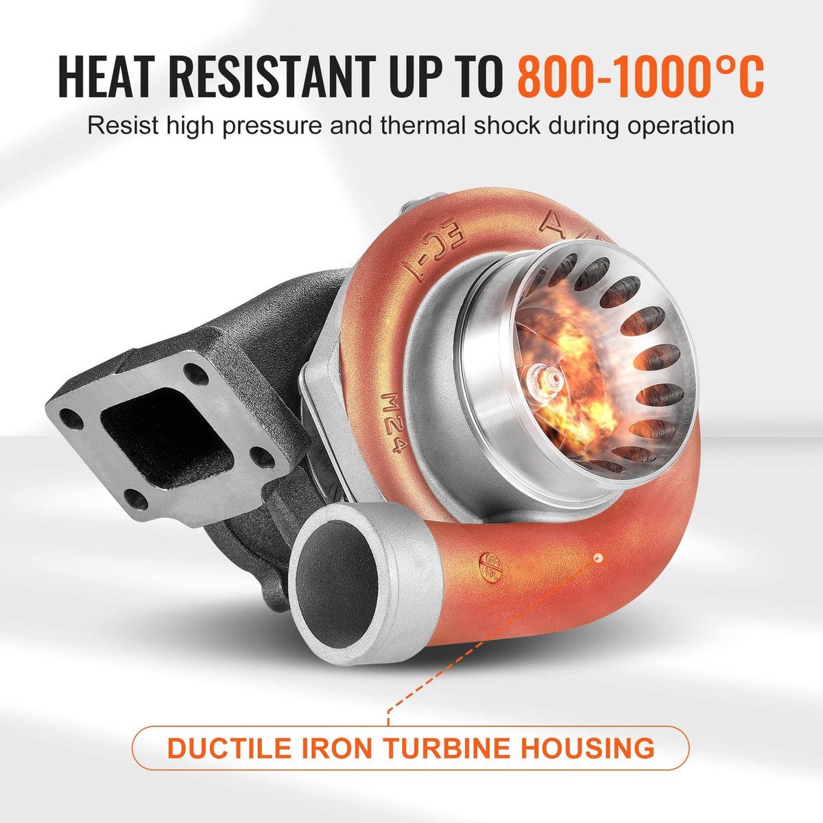 Turbo Turbocharger with Gasket Kit, Turbo Charger Replacement for Car Engines, Compatible with 2.5L-6.0L Engine Displacements, Heat Resistance Engine Turbocharger with K418 Alloy Impeller