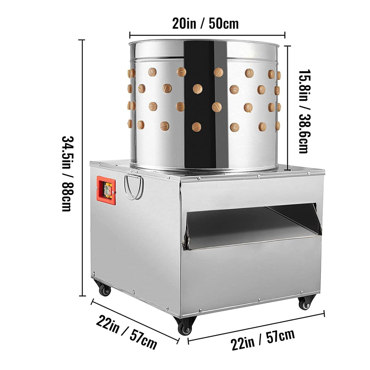 Turkey Chicken Plucker Plucking Machine Poultry De-Feather 50cm Stainless Steel