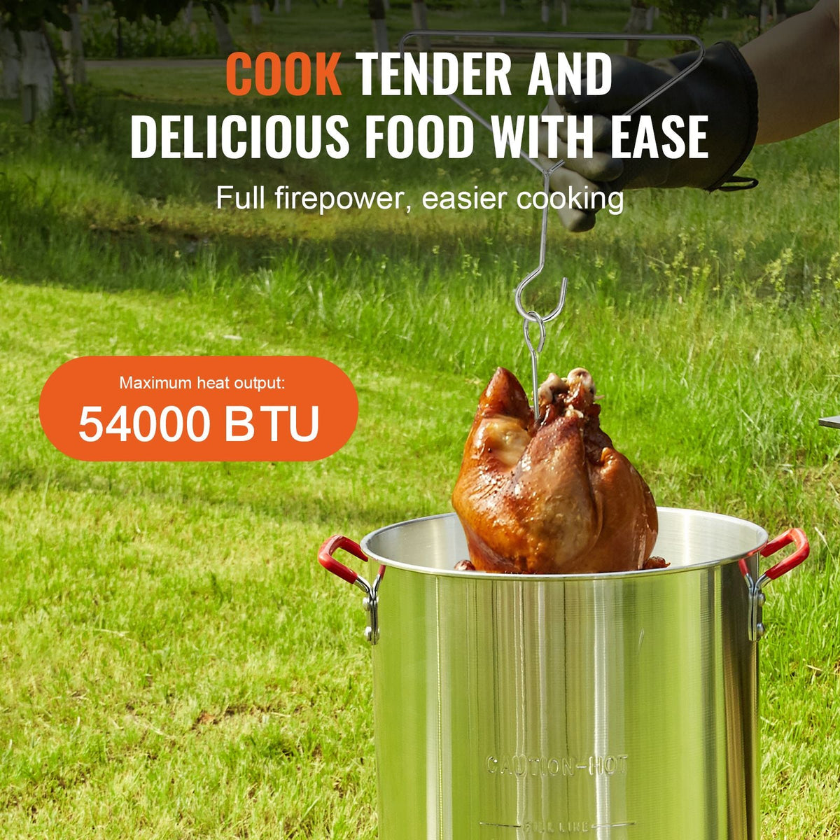 Turkey Deep Fryer, 30-qt Turkey & 10-qt Fish Steamer Cooker Set, Outdoor Aluminum Seafood Frying Pot, 54,000 BTU Burner Propane Gas Boiler, Includes Baskets, Perforated Poultry Rack, Thermometer