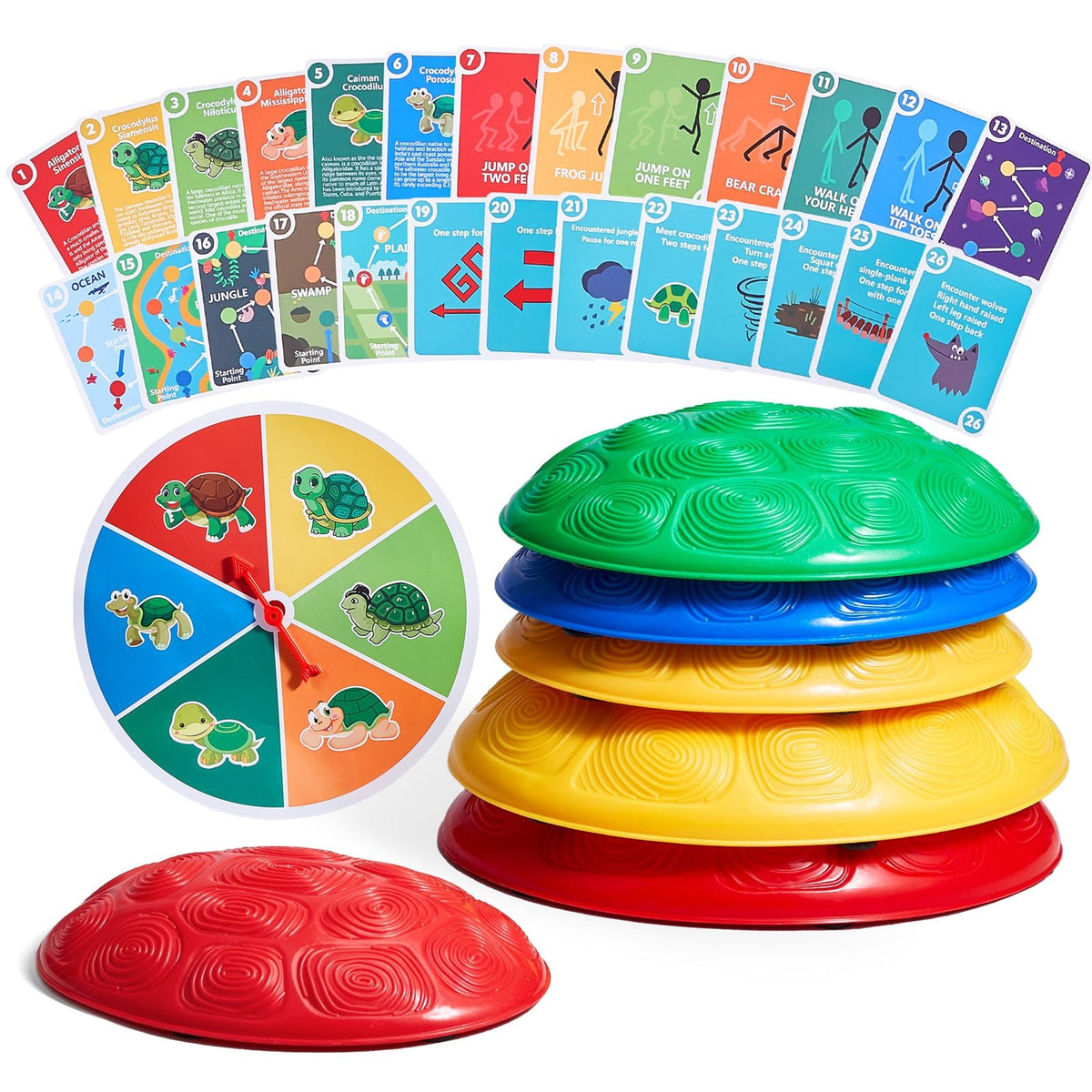 Turtle Balance Stepping Stones, 6 PCS, Up to 220 lbs Kids Turtle Jumping Stones Steps Stones, Toddler Obstacle Course Coordination Game Toys Indoor or Outdoor Play for Children Aged 3 4 5 6 7 8+