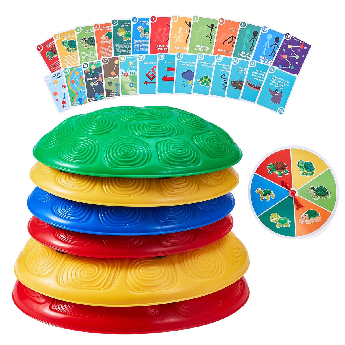 Turtle Balance Stepping Stones, 6 PCS, Up to 220 lbs Kids Turtle Jumping Stones Steps Stones, Toddler Obstacle Course Coordination Game Toys Indoor or Outdoor Play for Children Aged 3 4 5 6 7 8+