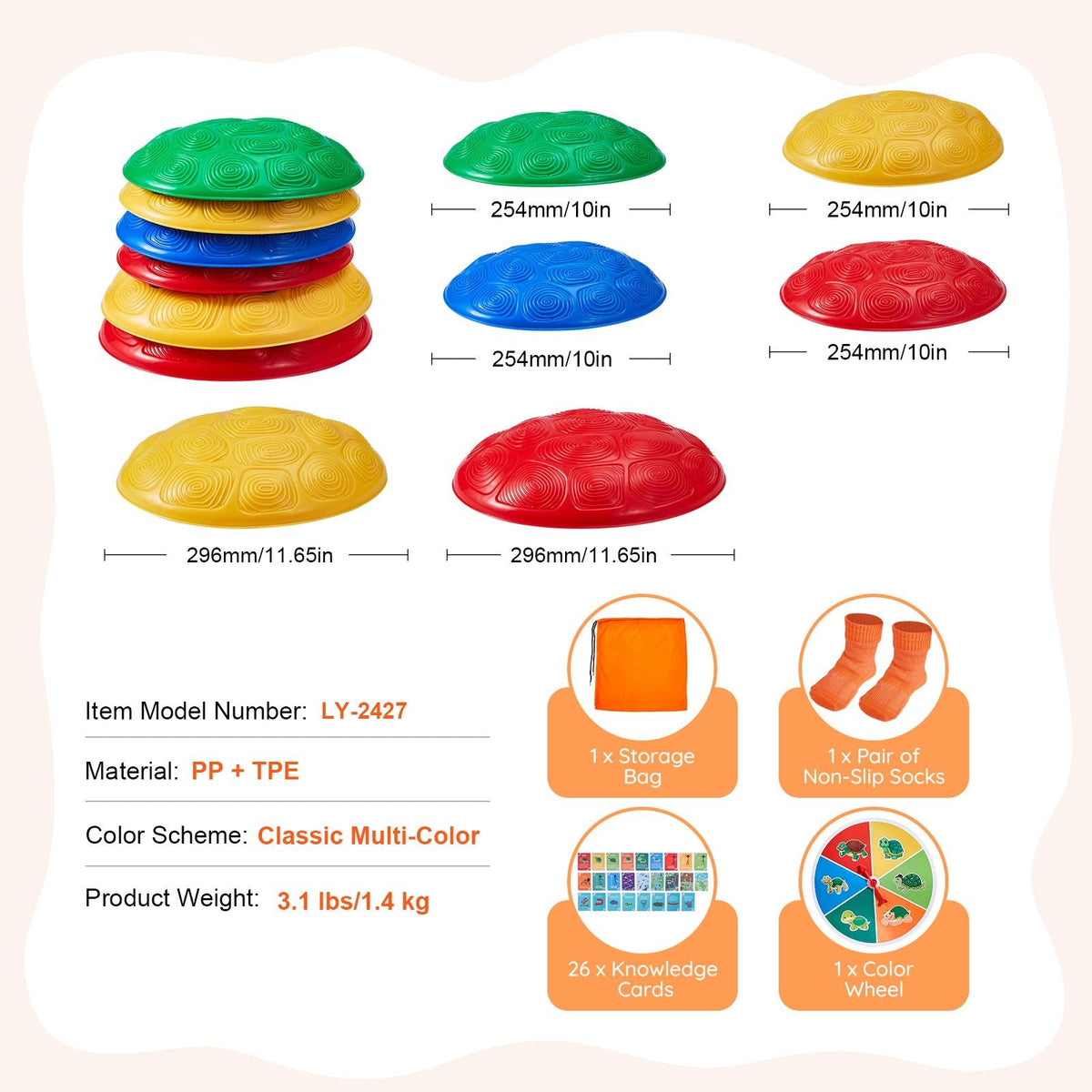 Turtle Balance Stepping Stones, 6 PCS, Up to 220 lbs Kids Turtle Jumping Stones Steps Stones, Toddler Obstacle Course Coordination Game Toys Indoor or Outdoor Play for Children Aged 3 4 5 6 7 8+