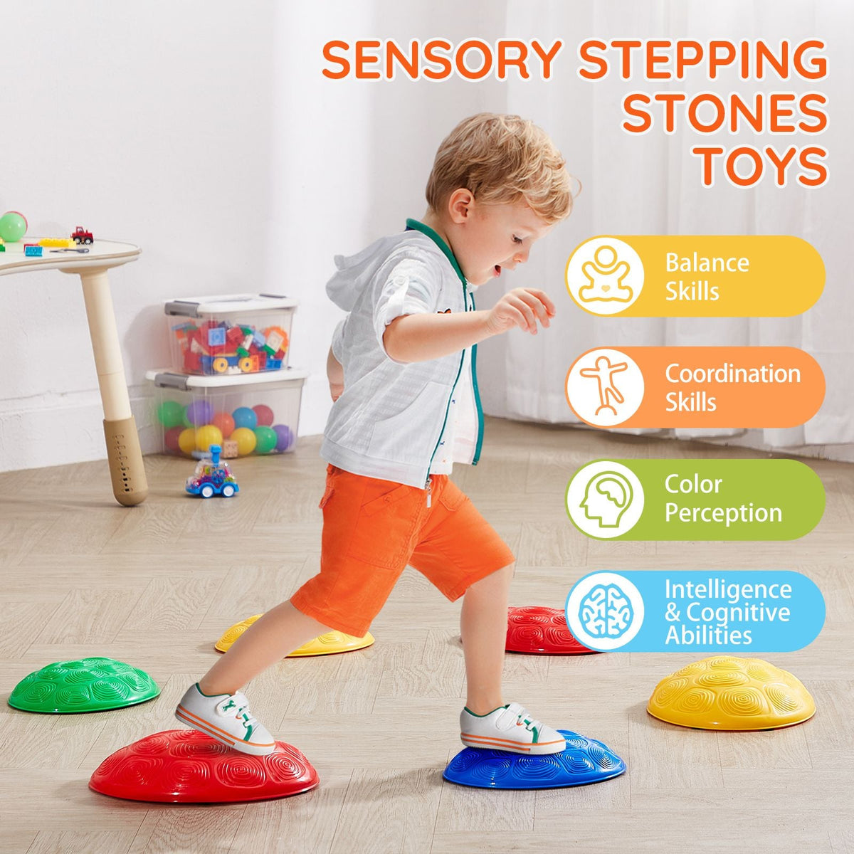 Turtle Balance Stepping Stones, 6 PCS, Up to 220 lbs Kids Turtle Jumping Stones Steps Stones, Toddler Obstacle Course Coordination Game Toys Indoor or Outdoor Play for Children Aged 3 4 5 6 7 8+