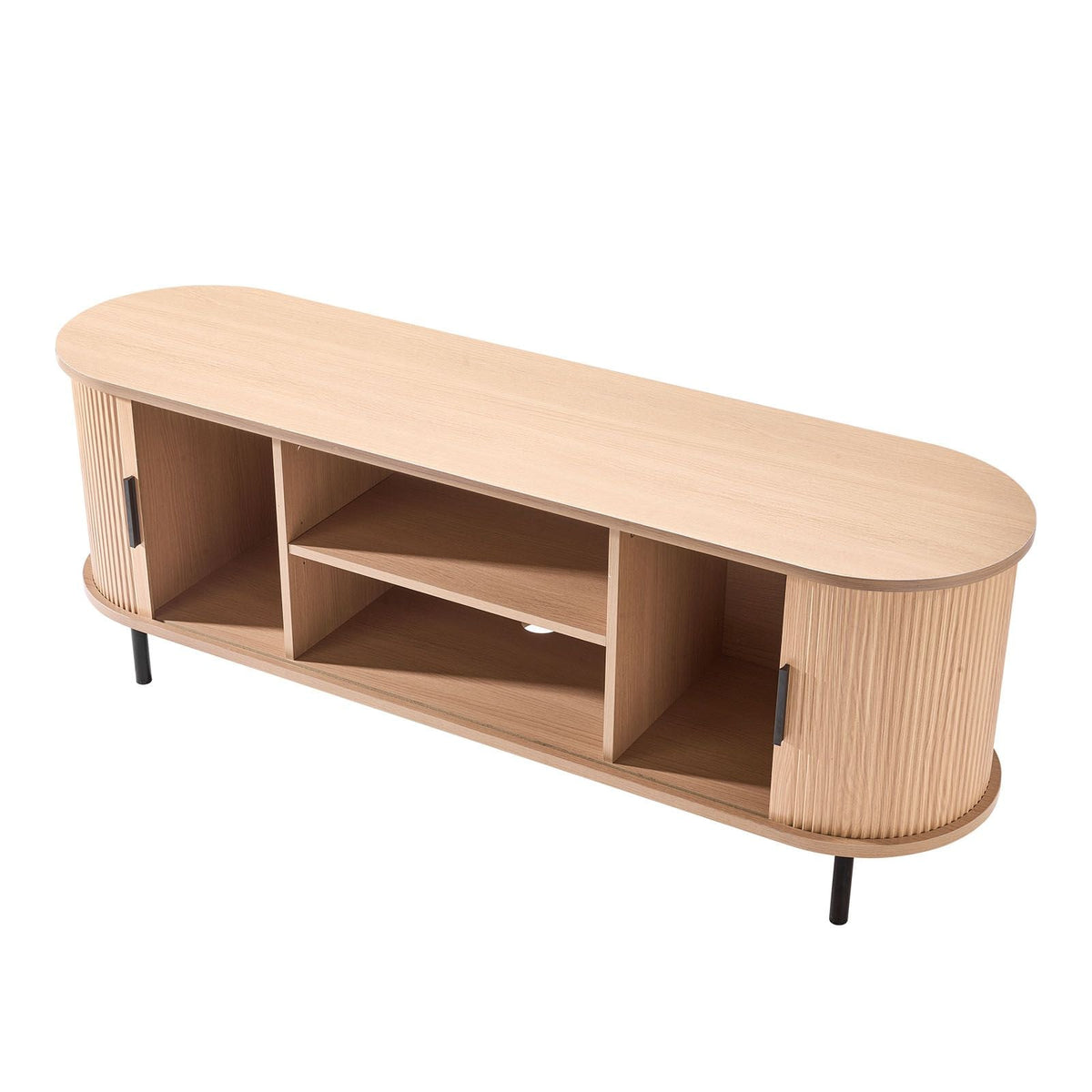 TV Stand, Boho Entertainment Center for TVs up to 58 in, 350 lbs Load, TV Media Console Table with Adjustable Storage Shelves and Rolling Door