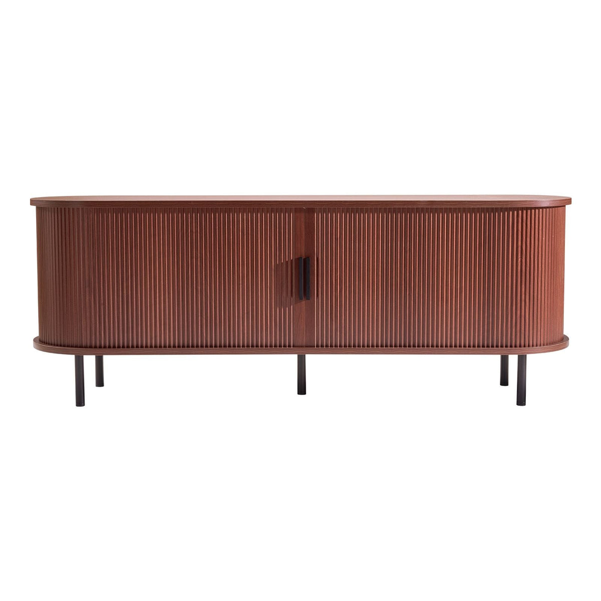 TV Stand, Boho Entertainment Center for TVs up to 58 in, 350 lbs Load, TV Media Console Table with Adjustable Storage Shelves & Rolling Door, Television Stand for Living Room, Bedroom, Brown
