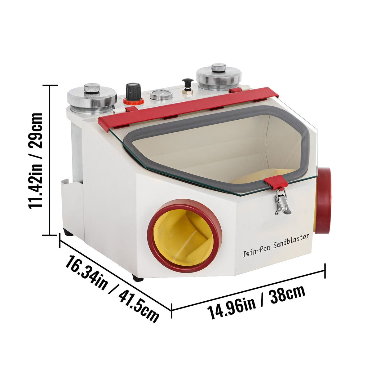 Twin Pen Sandblaster Double Pen Sand Blaster Machine for Dental Lab 2 Tanks Lamp