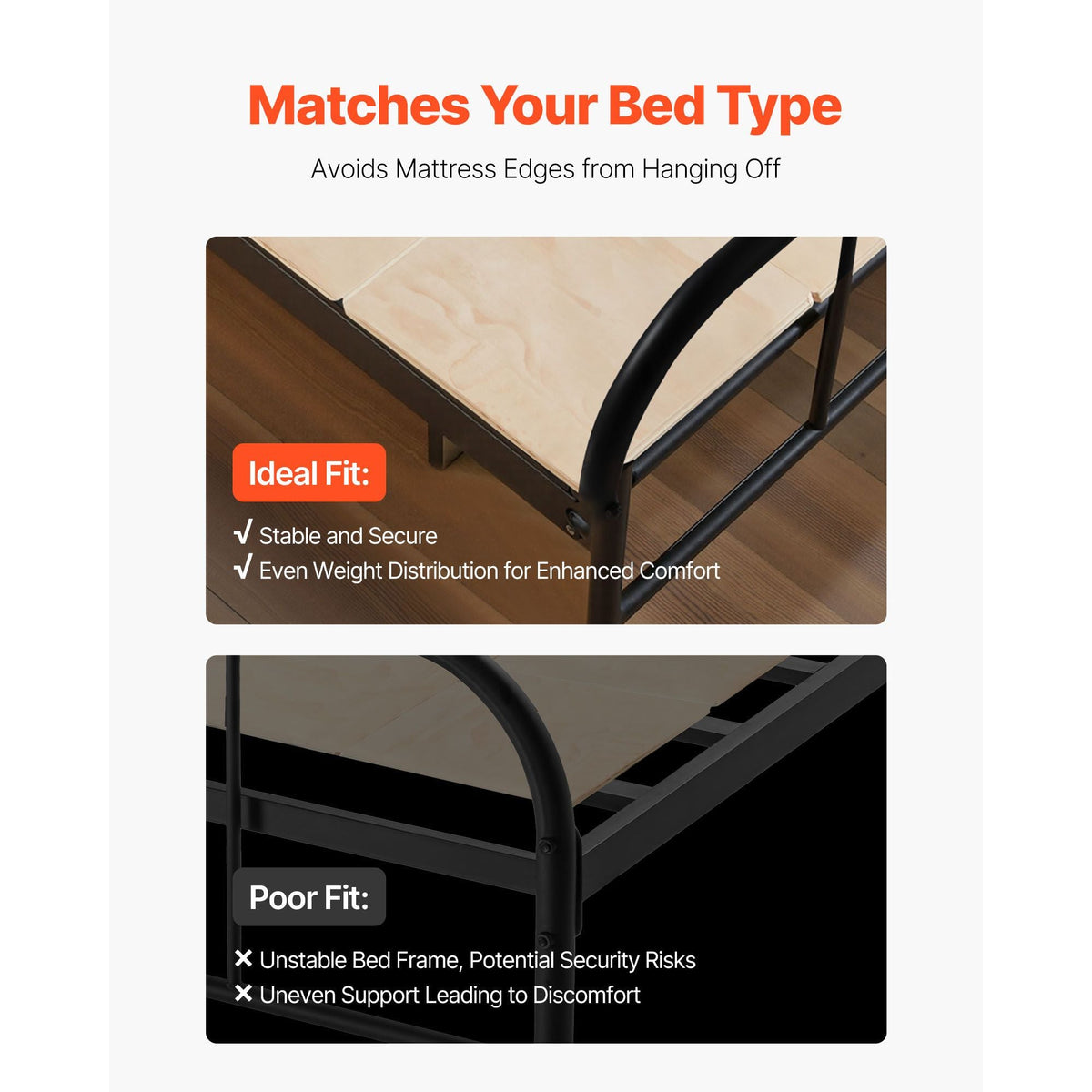 Twin Size Bunkie Board, 0.4 in Foldable Bed Board Slats with Connection, Wooden Mattress Support for Twin Size Bed, Support under Mattress Boards, Ready to Use, 8 Piece, Burlywood