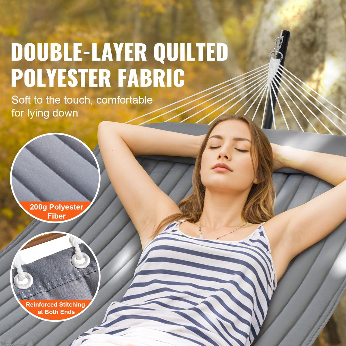 Two Person Hammock with Stand Included Heavy Duty 480lb Capacity, Double Hammock with 12 FT Steel Stand and Portable Carrying Bag and Pillow, Freestanding Hammock for Outdoor Patio Yard Beach