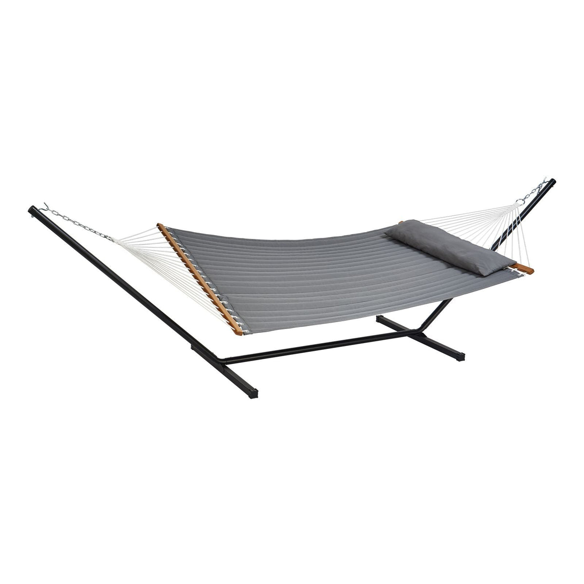 Two Person Hammock with Stand Included Heavy Duty 480lb Capacity, Double Hammock with 12 FT Steel Stand and Portable Carrying Bag and Pillow, Freestanding Hammock for Outdoor Patio Yard Beach