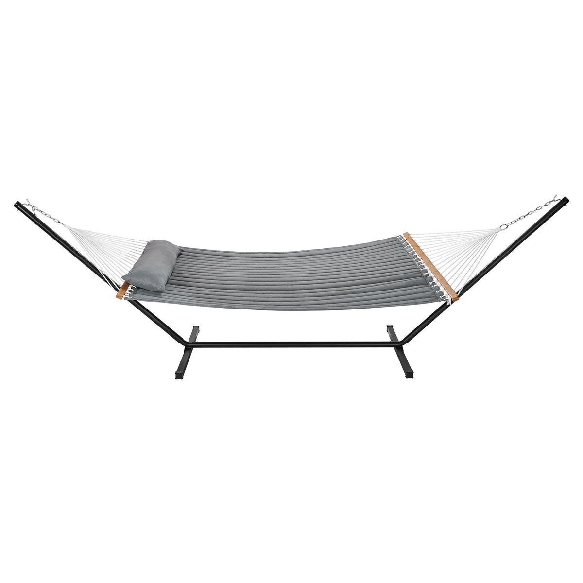 Two Person Hammock with Stand Included Heavy Duty 480lb Capacity, Double Hammock with 12 FT Steel Stand and Portable Carrying Bag and Pillow, Freestanding Hammock for Outdoor Patio Yard Beach