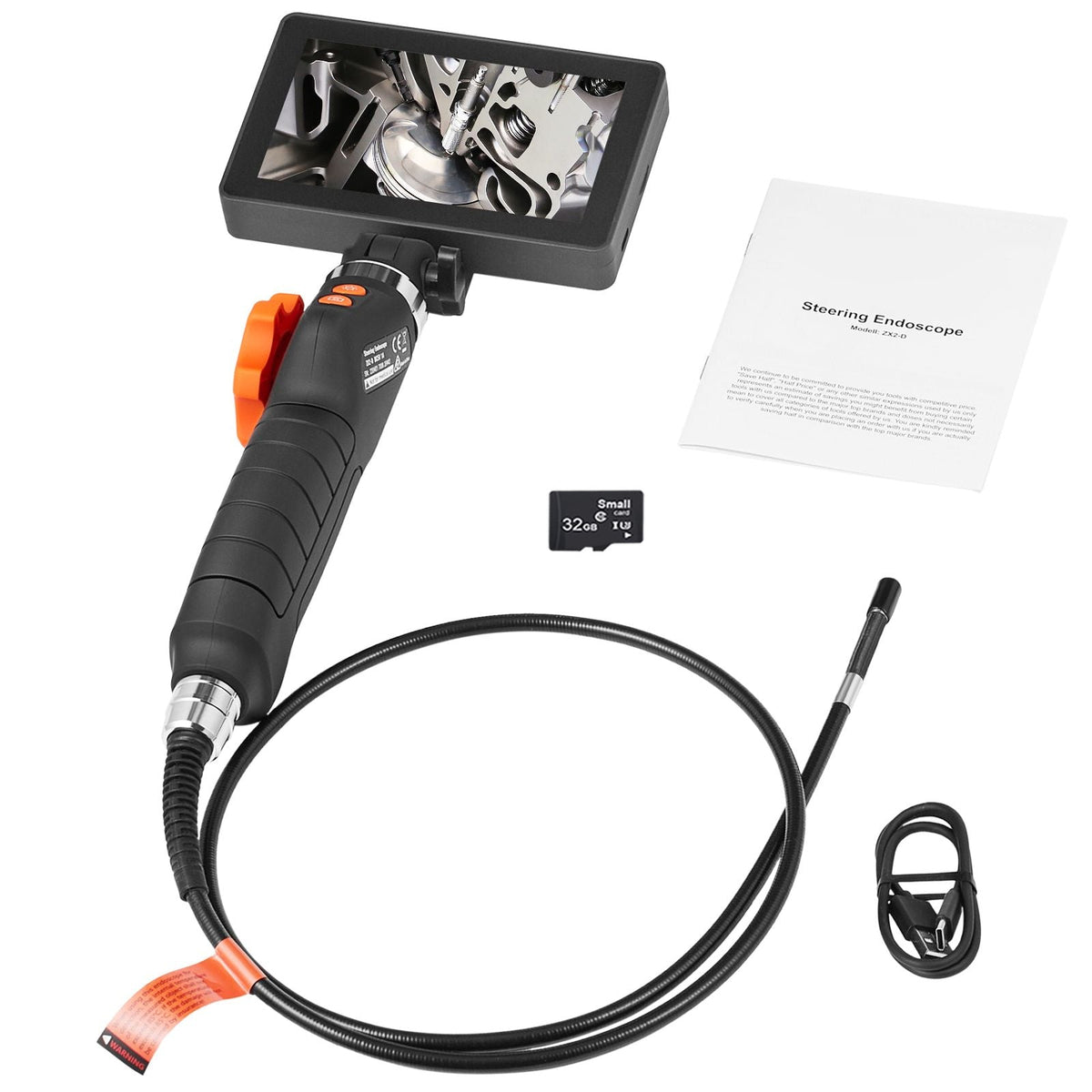 Two-Way Articulating Borescope with Light, Inspection Camera with 0.25" Lens, 5" IPS HD Screen, Flexible Mechanic Fiber Optic Snake Scope Cam for Wall Automotive Engine Inspect-4.9FT