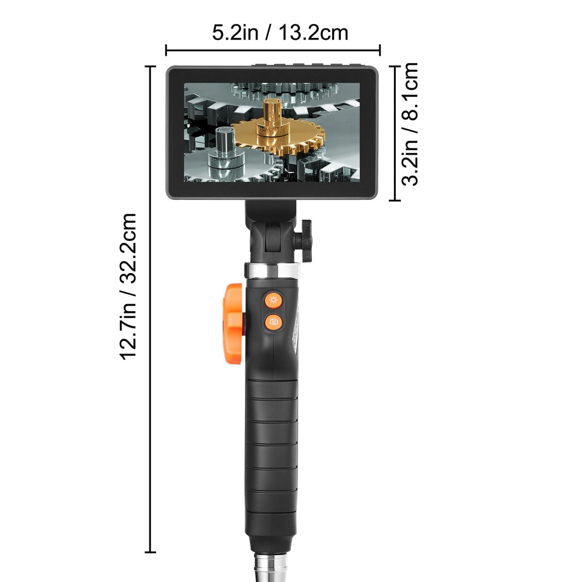 Two-Way Articulating Borescope with Light, Inspection Camera with 0.25" Lens, 5" IPS HD Screen, Flexible Mechanic Fiber Optic Snake Scope Cam for Wall Automotive Engine Inspect-4.9FT