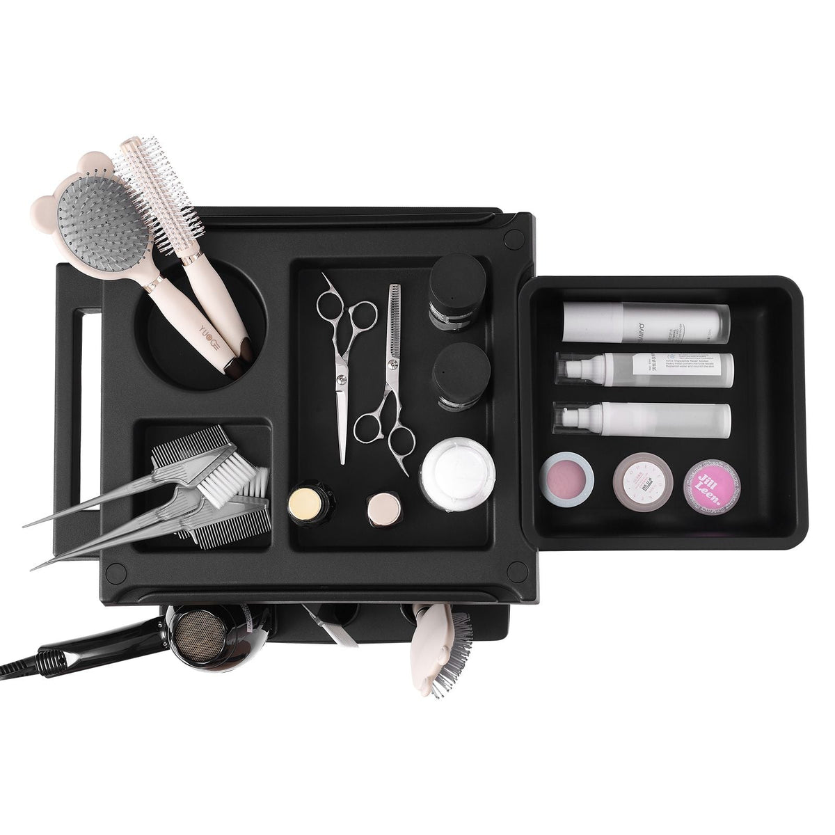 Ultimate Salon Trolley Cart, Lockable Beauty Salon Cart for Stylist with 6 Removable Drawers & Tool Holder, Plastic Hairdressing Rolling Cart with Lockable Wheels for Beauty SPA Barber