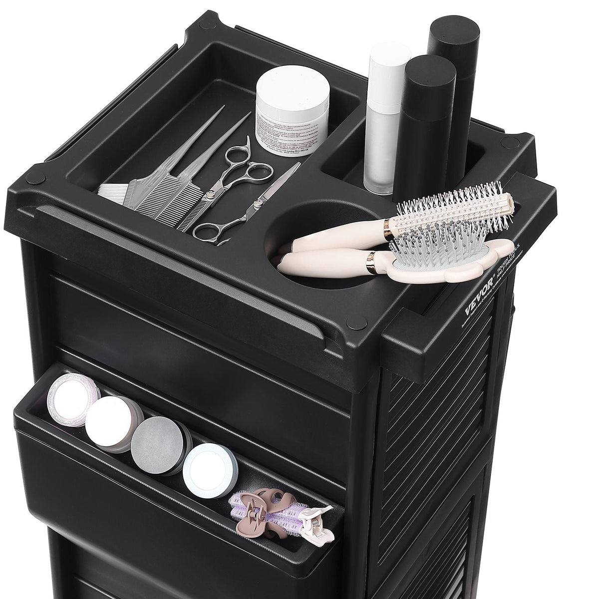 Ultimate Salon Trolley Cart, Lockable Beauty Salon Cart for Stylist with 6 Removable Drawers & Tool Holder, Plastic Hairdressing Rolling Cart with Lockable Wheels for Beauty SPA Barber