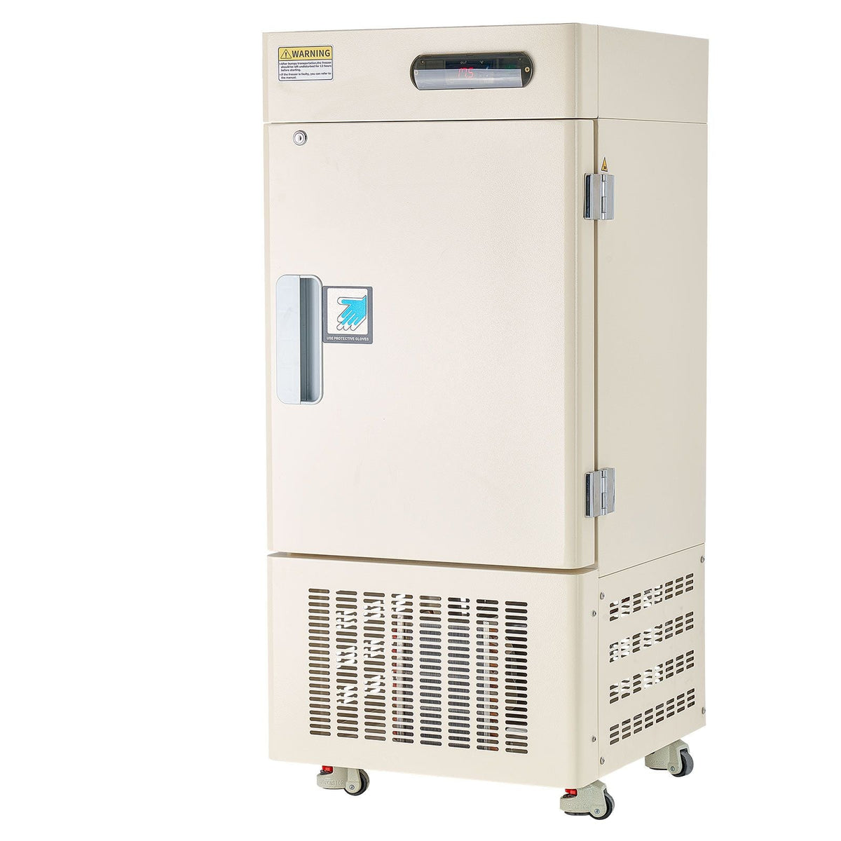 Ultra Low Temperature Freezer, 28 L, −40 Fahrenheit to −123 Fahrenheit Adjustable Temp Range, with Rollers and Digital Display, 304 Stainless Steel Liner, Low Temperature Lab Freezer