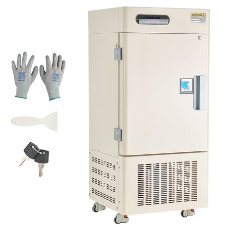 Ultra Low Temperature Freezer, 28 L, −40 Fahrenheit to −123 Fahrenheit Adjustable Temp Range, with Rollers and Digital Display, 304 Stainless Steel Liner, Low Temperature Lab Freezer