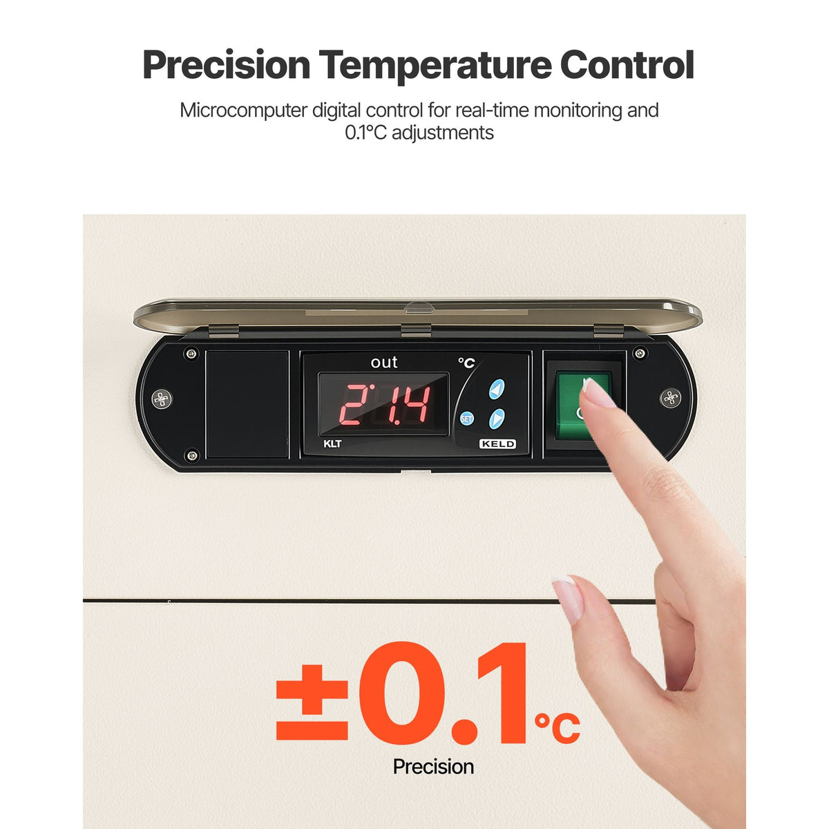 Ultra Low Temperature Freezer, 28 L, −40 Fahrenheit to −123 Fahrenheit Adjustable Temp Range, with Rollers and Digital Display, 304 Stainless Steel Liner, Low Temperature Lab Freezer