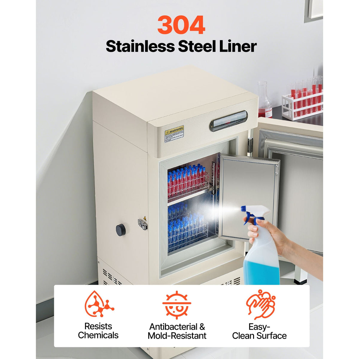 Ultra Low Temperature Freezer, 28 L, −40 Fahrenheit to −123 Fahrenheit Adjustable Temp Range, with Rollers and Digital Display, 304 Stainless Steel Liner, Low Temperature Lab Freezer