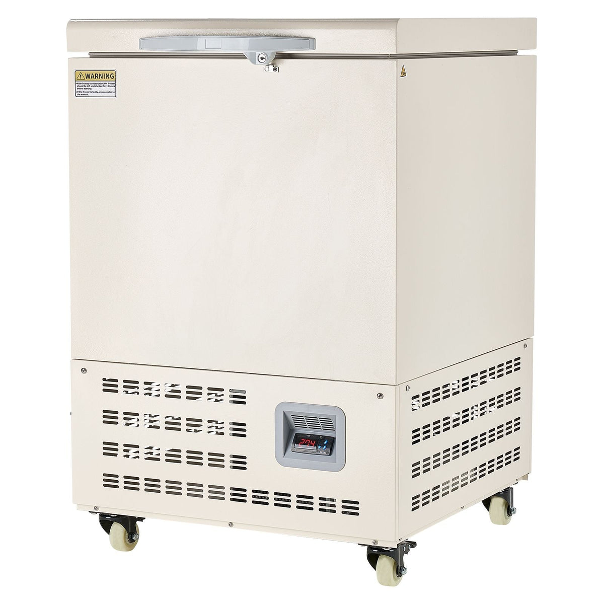 Ultra Low Temperature Freezer, 58 L, -40 to -123 F Adjustable Temp Range, with Rollers and Digital Display, 304 Stainless Steel Liner, Low Temperature Lab Freezer for Laboratory Samples Storage