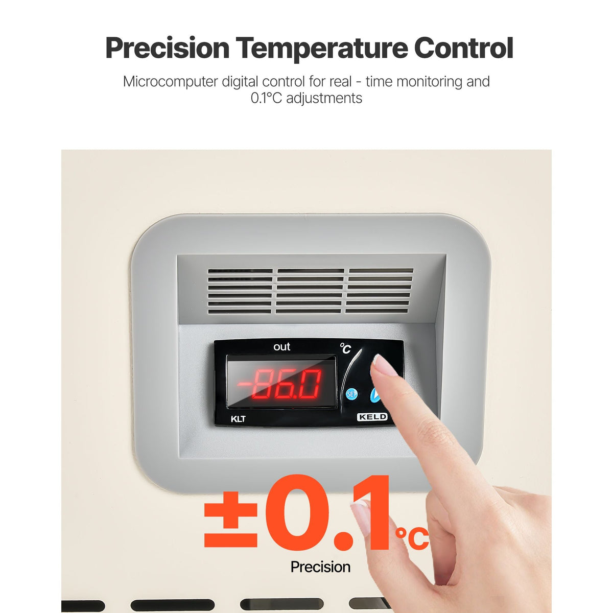 Ultra Low Temperature Freezer, 58 L, -40 to -123 F Adjustable Temp Range, with Rollers and Digital Display, 304 Stainless Steel Liner, Low Temperature Lab Freezer for Laboratory Samples Storage
