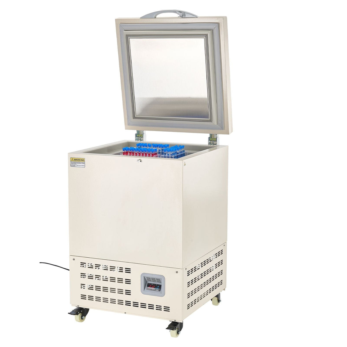 Ultra Low Temperature Freezer, 58 L, -40 to -123 F Adjustable Temp Range, with Rollers and Digital Display, 304 Stainless Steel Liner, Low Temperature Lab Freezer for Laboratory Samples Storage