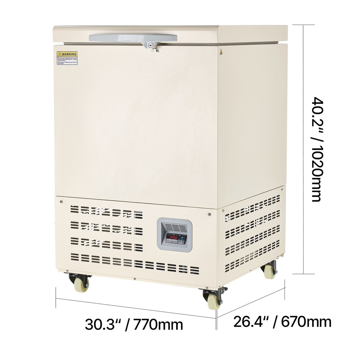 Ultra Low Temperature Freezer, 58 L, -40 to -123 F Adjustable Temp Range, with Rollers and Digital Display, 304 Stainless Steel Liner, Low Temperature Lab Freezer for Laboratory Samples Storage