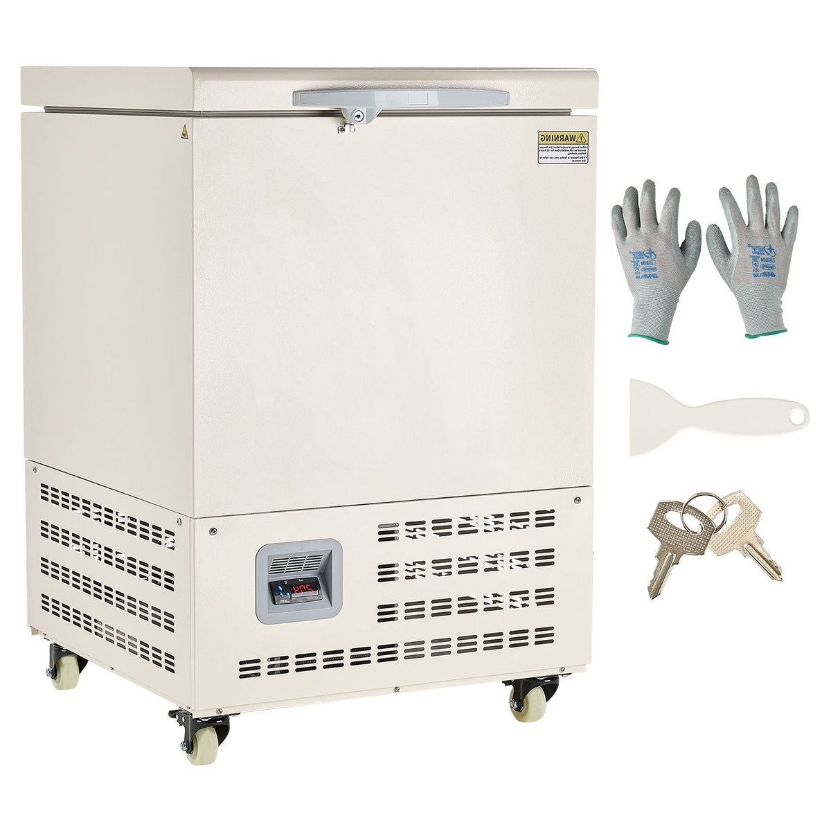 Ultra Low Temperature Freezer, 58 L, -40 to -123 F Adjustable Temp Range, with Rollers and Digital Display, 304 Stainless Steel Liner, Low Temperature Lab Freezer for Laboratory Samples Storage
