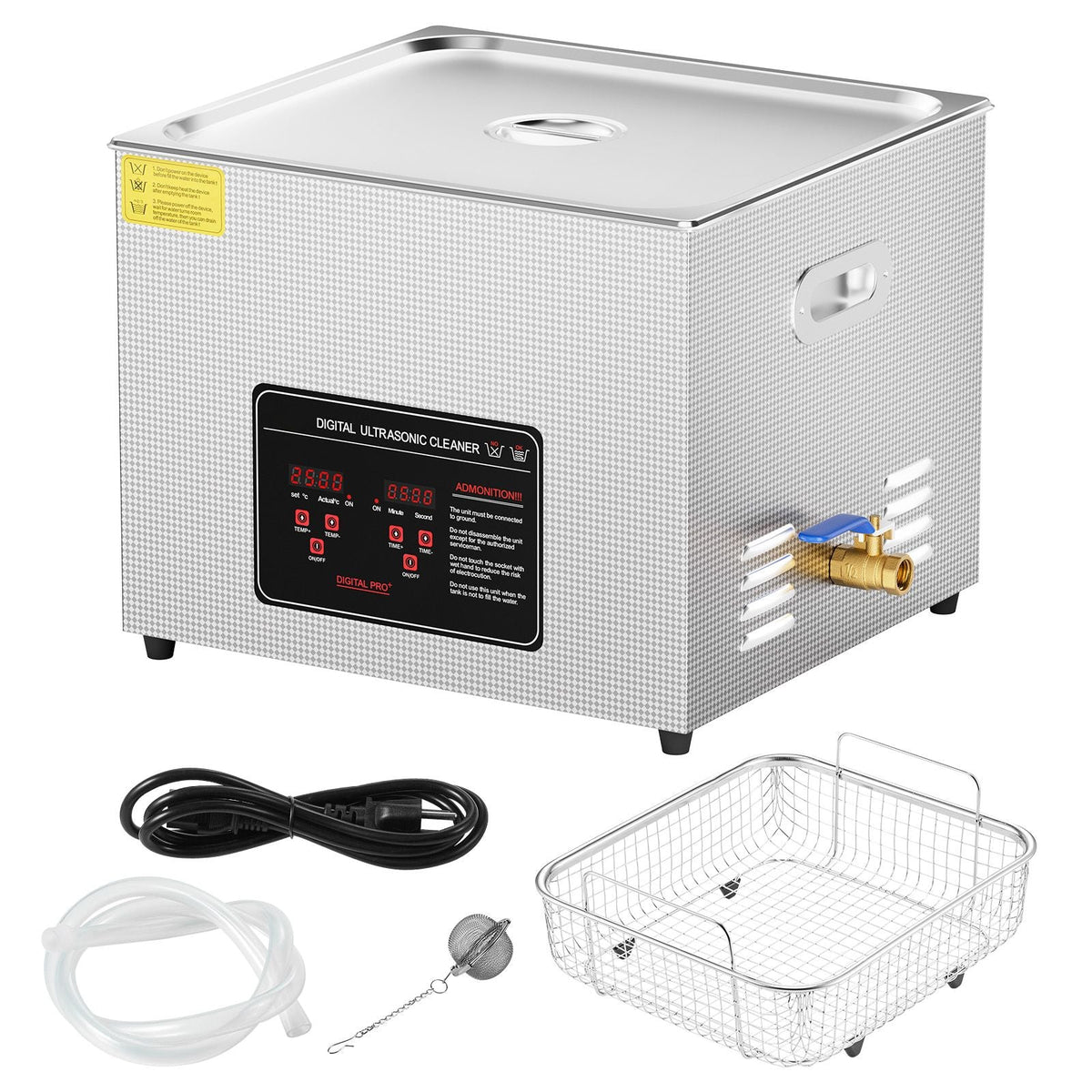 Ultrasonic Cleaner, 15L Professional 360W Cleaning Machine with Timer & Heater, 40kHz Digital Ultrasonic Cleaner with Basket for Watch Glasses Jewelry Retainer Industrial Parts Tools