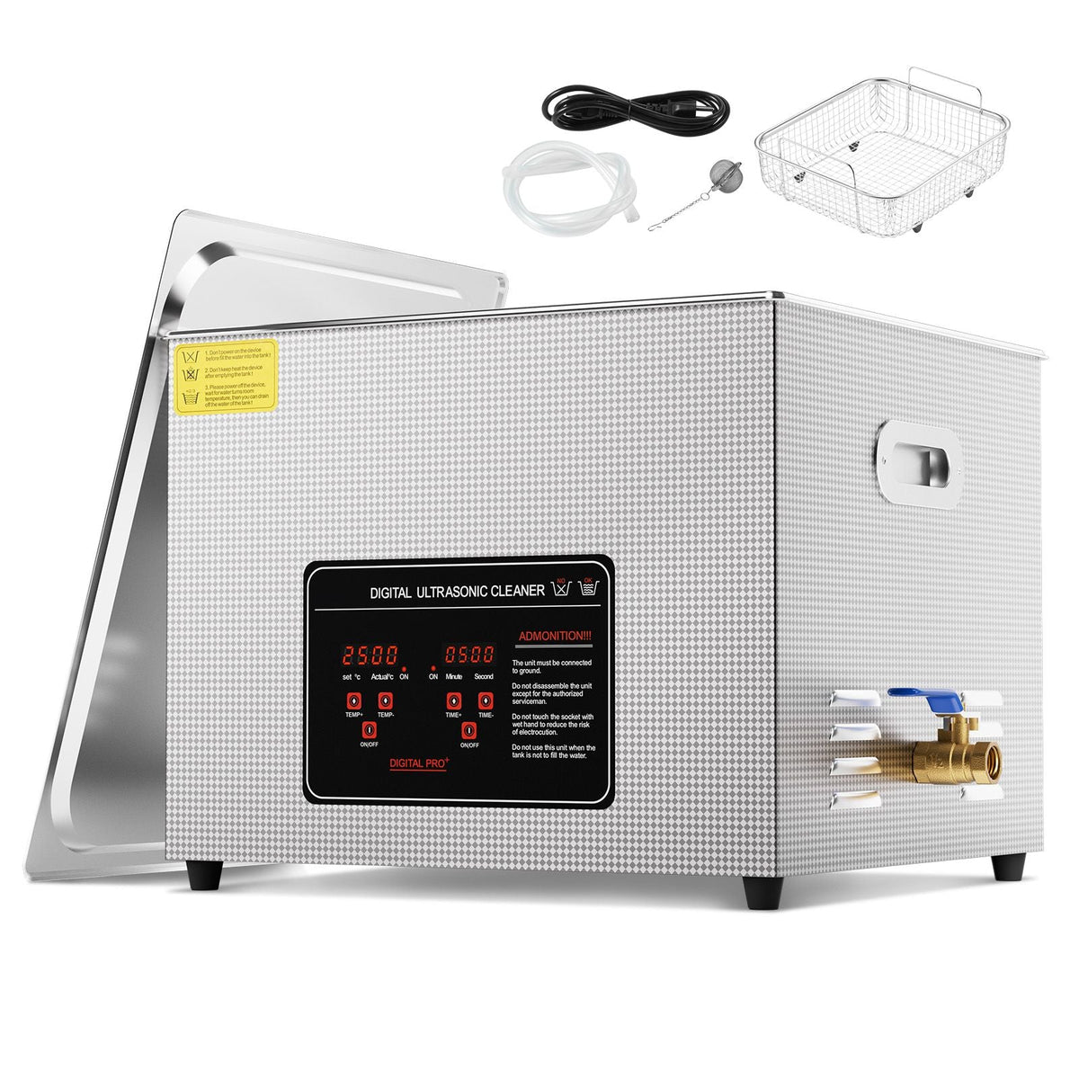 Ultrasonic Cleaner, 15L Professional 360W Cleaning Machine with Timer & Heater, 40kHz Digital Ultrasonic Cleaner with Basket for Watch Glasses Jewelry Retainer Industrial Parts Tools
