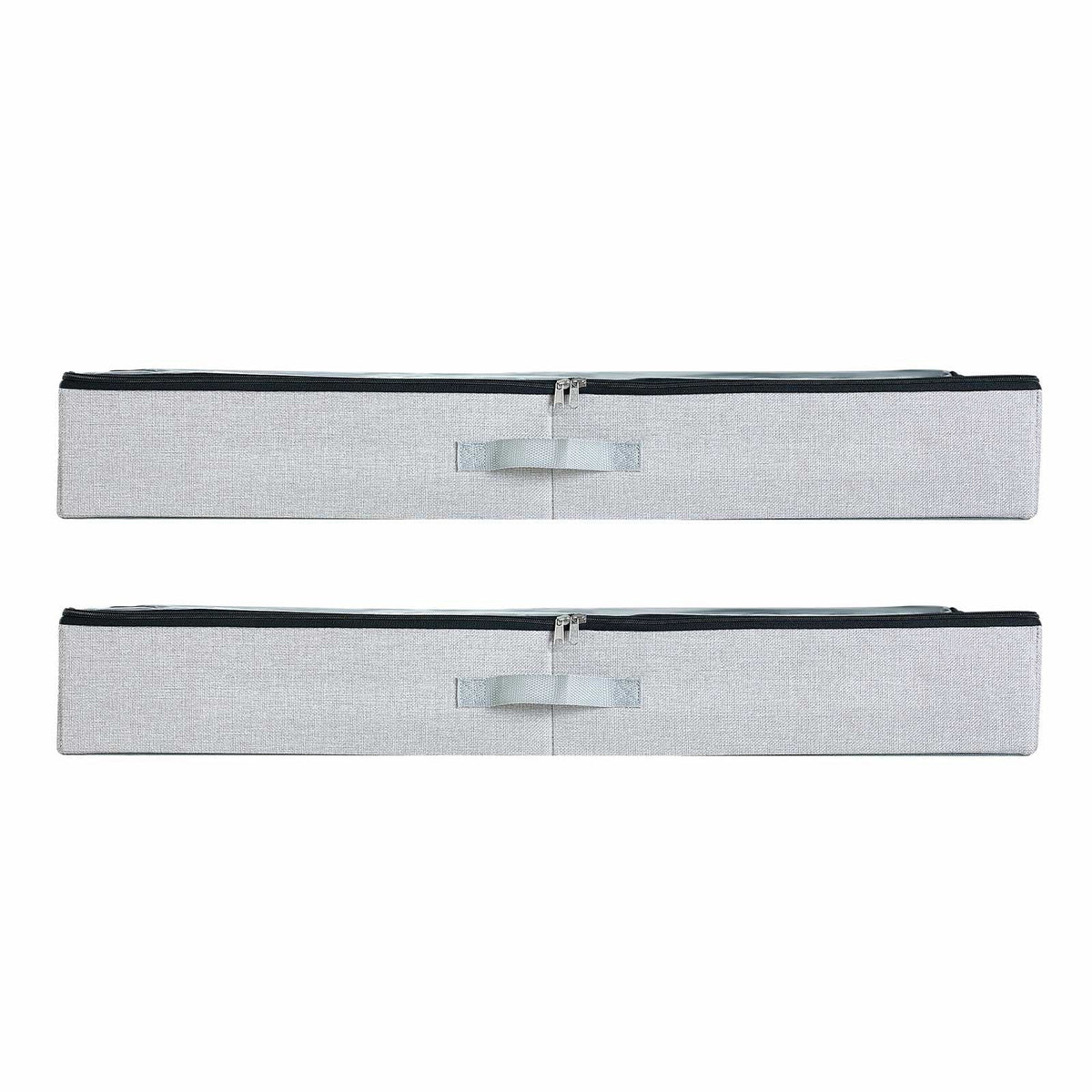 Under Bed Storage with Clear Lids, 33.5 x 16.9 x 4.7 Inch, 45L Large Underbed Clothes Storage Containers, Low Profile Under Bed Drawer Shoe Organizer Bins Box for Blanket Shoe Bedroom, 2 Pack