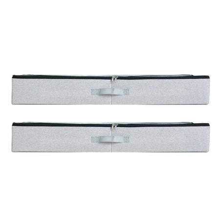 Under Bed Storage with Clear Lids, 33.5 x 16.9 x 4.7 Inch, 45L Large Underbed Clothes Storage Containers, Low Profile Under Bed Drawer Shoe Organizer Bins Box for Blanket Shoe Bedroom, 2 Pack