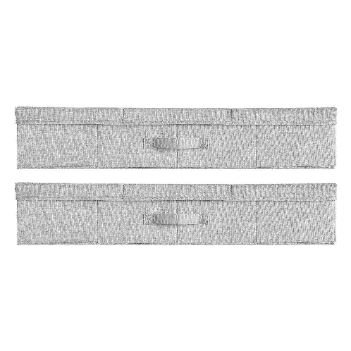 Under Bed Storage with Lids, 31.7 x 15.9 x 6.1 Inch, 48L Large Underbed Clothes Storage Containers, Low Profile Gray Under Bed Drawer Shoe Organizer Bins Box for Blanket Shoe Bedroom, 2 Pack