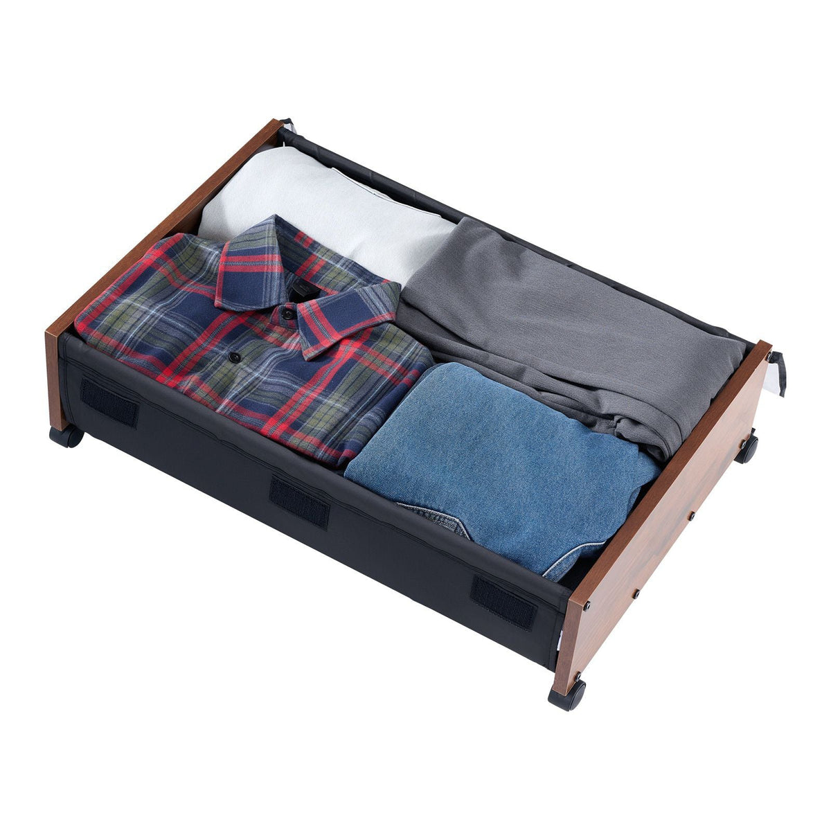 Under Bed Storage with Wheels, 25.6 x 18.1 x 7.1 inch Underbed Containers, Underbed Shoes Organizer with Lockable Wheels, Rolling Under the Bed Storage Bins for Clothes, Shoes, Blankets, 2 Pack