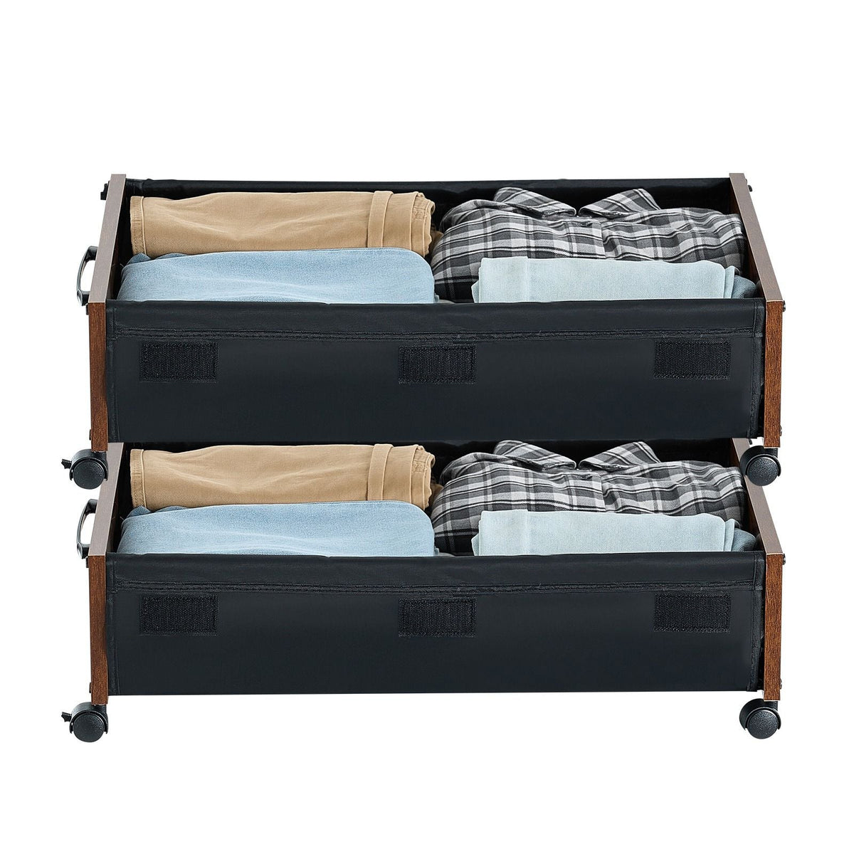 Under Bed Storage with Wheels, 25.6 x 18.1 x 7.1 inch Underbed Containers, Underbed Shoes Organizer with Lockable Wheels, Rolling Under the Bed Storage Bins for Clothes, Shoes, Blankets, 2 Pack